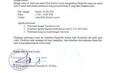 Undangan Pertemuan Orang Tua / Wali Murid Kelas X T.P. 2025 – 2026